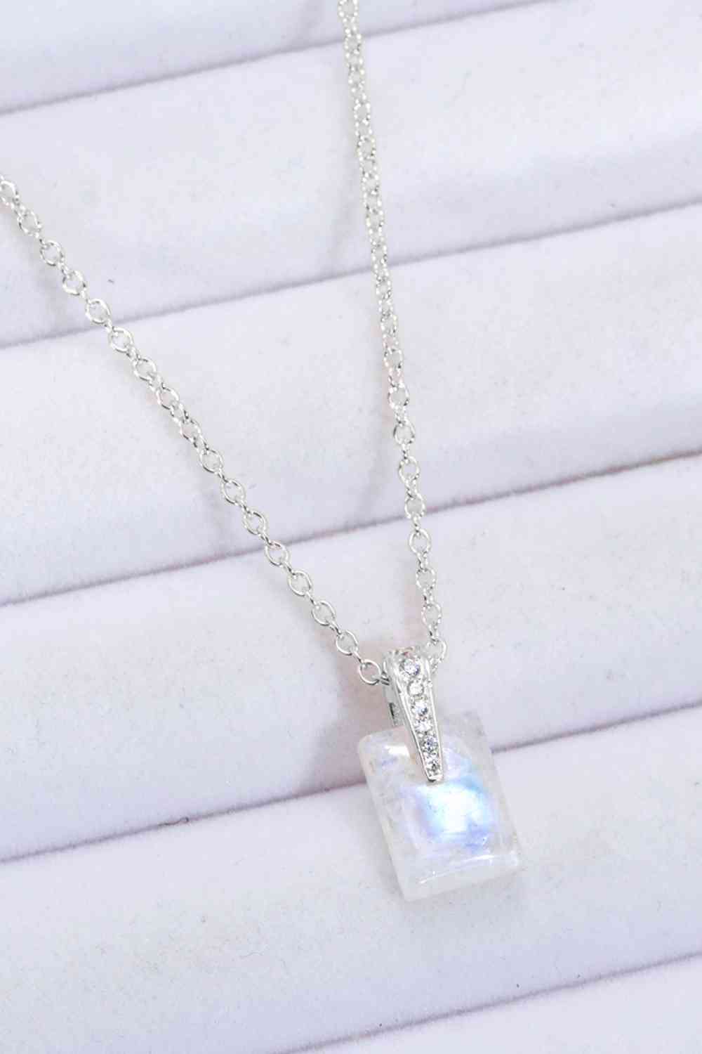 925 Sterling Silver Natural Moonstone Pendant Necklace Silver One Size