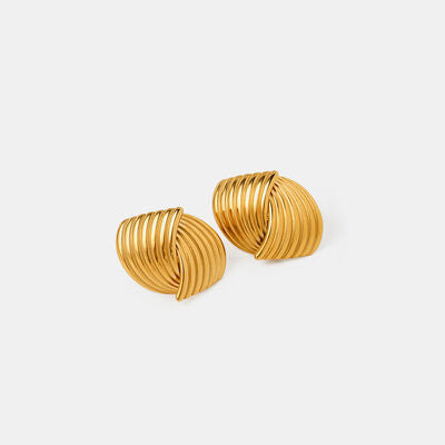 Texture Stainless Steel Stud Earrings Gold One Size