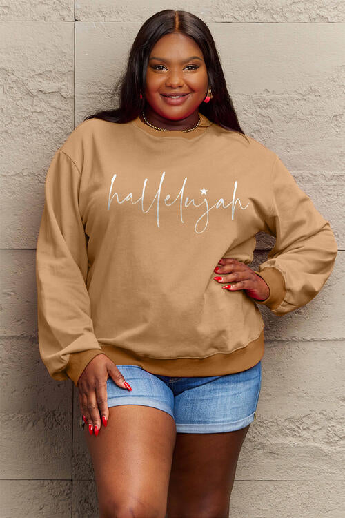 Simply Love Full Size Letter Graphic Long Sleeve Sweatshirt