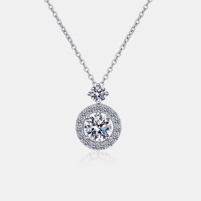 1 Carat Moissanite 925 Sterling Silver Necklace Silver One Size