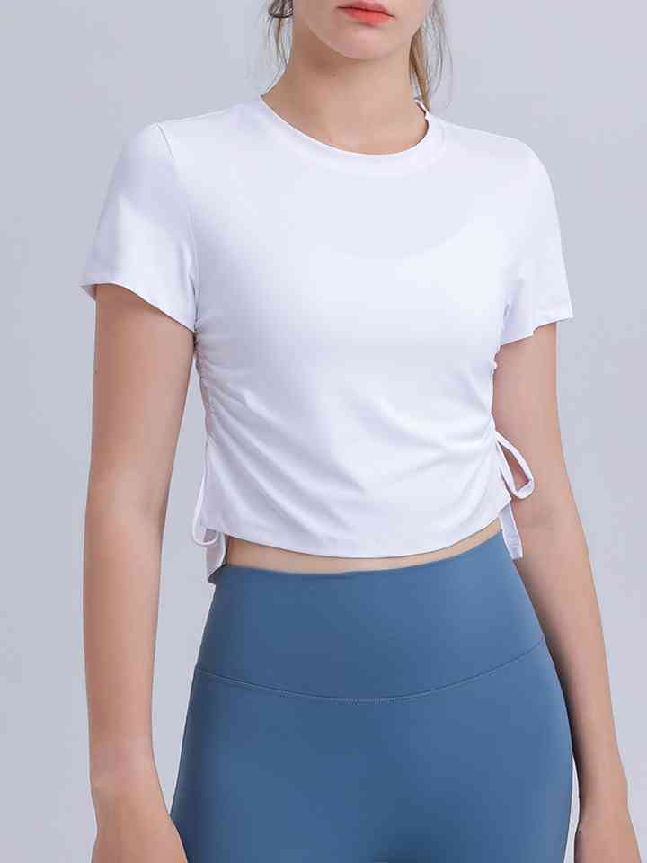 Round Neck Short Sleeve Active Top White