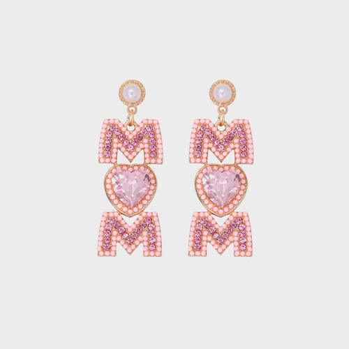 MOM Pearl Rhinestone Alloy Earrings Blush Pink One Size