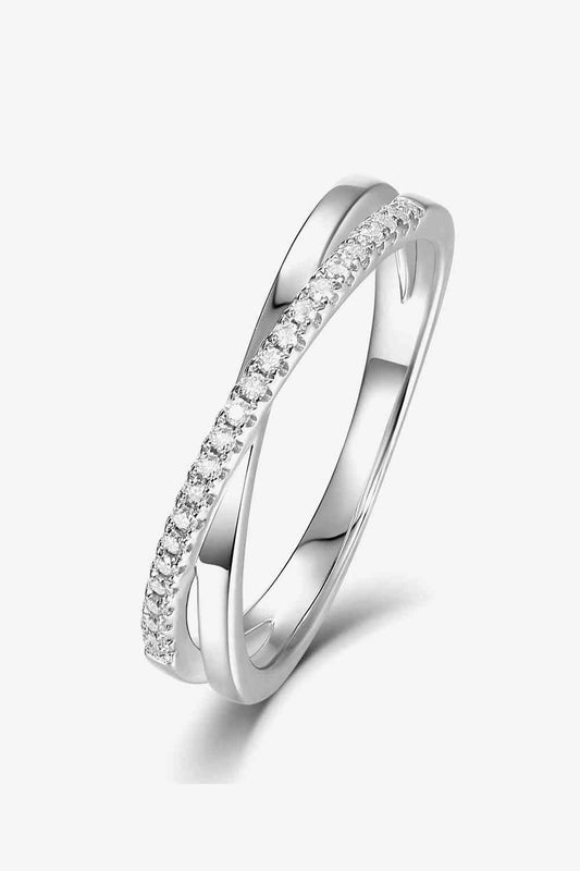 Adored Moissanite Crisscross 925 Sterling Silver Ring Silver