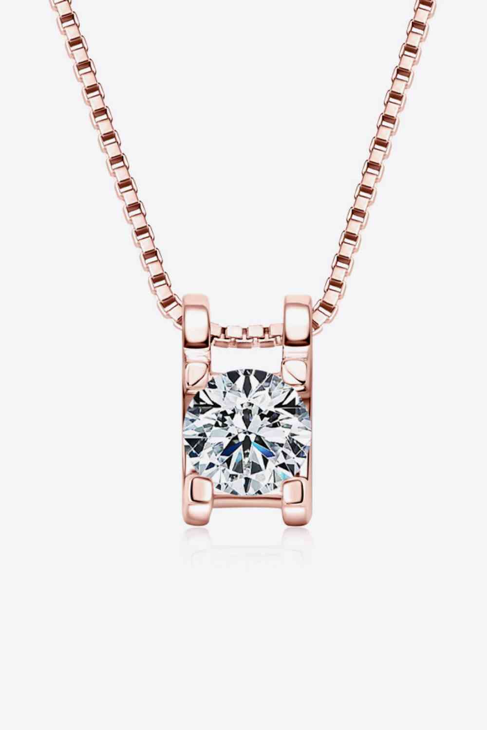Moissanite 925 Sterling Silver Necklace Rose Gold One Size