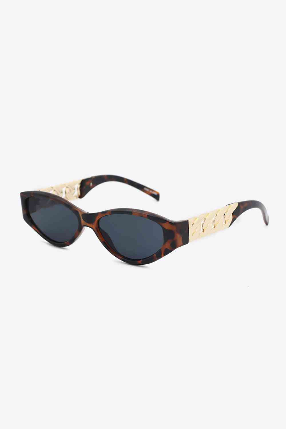 Chain Detail Temple Cat Eye Sunglasses Chestnut One Size