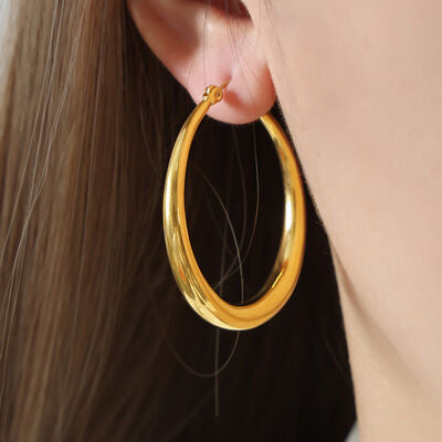 18K Gold-Plated Hoop Earrings Gold One Size