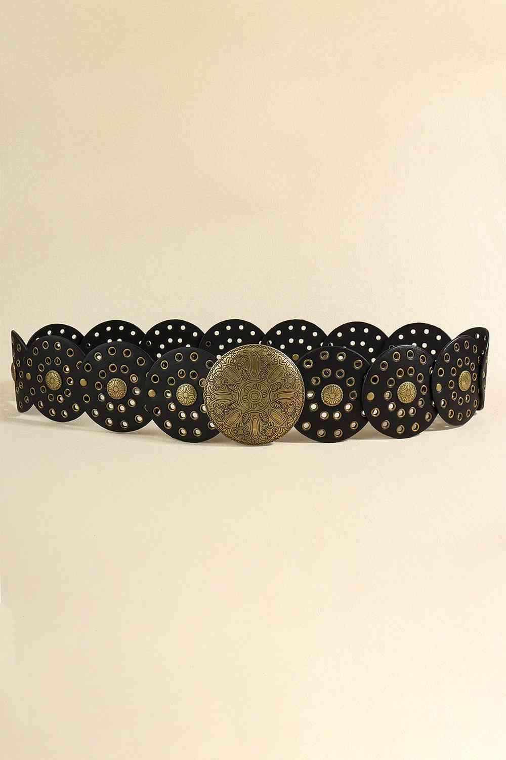 Zinc Alloy PU Disc Belt Black One Size