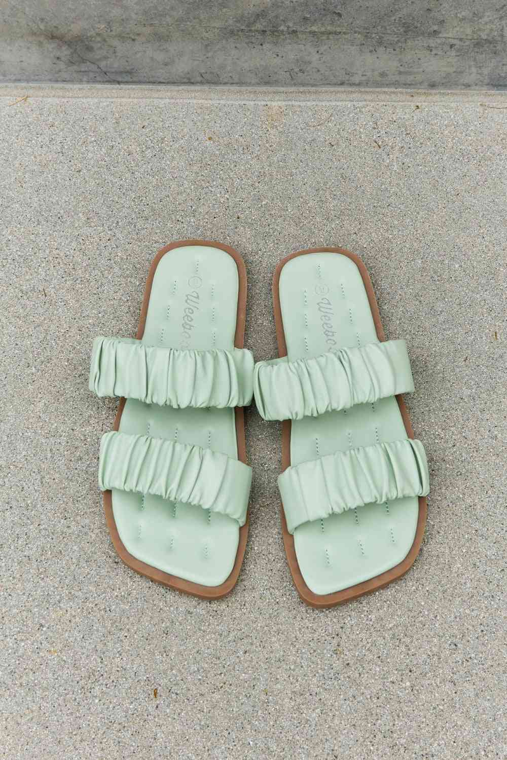 Weeboo Double Strap Scrunch Sandal in Gum Leaf Gum Leaf