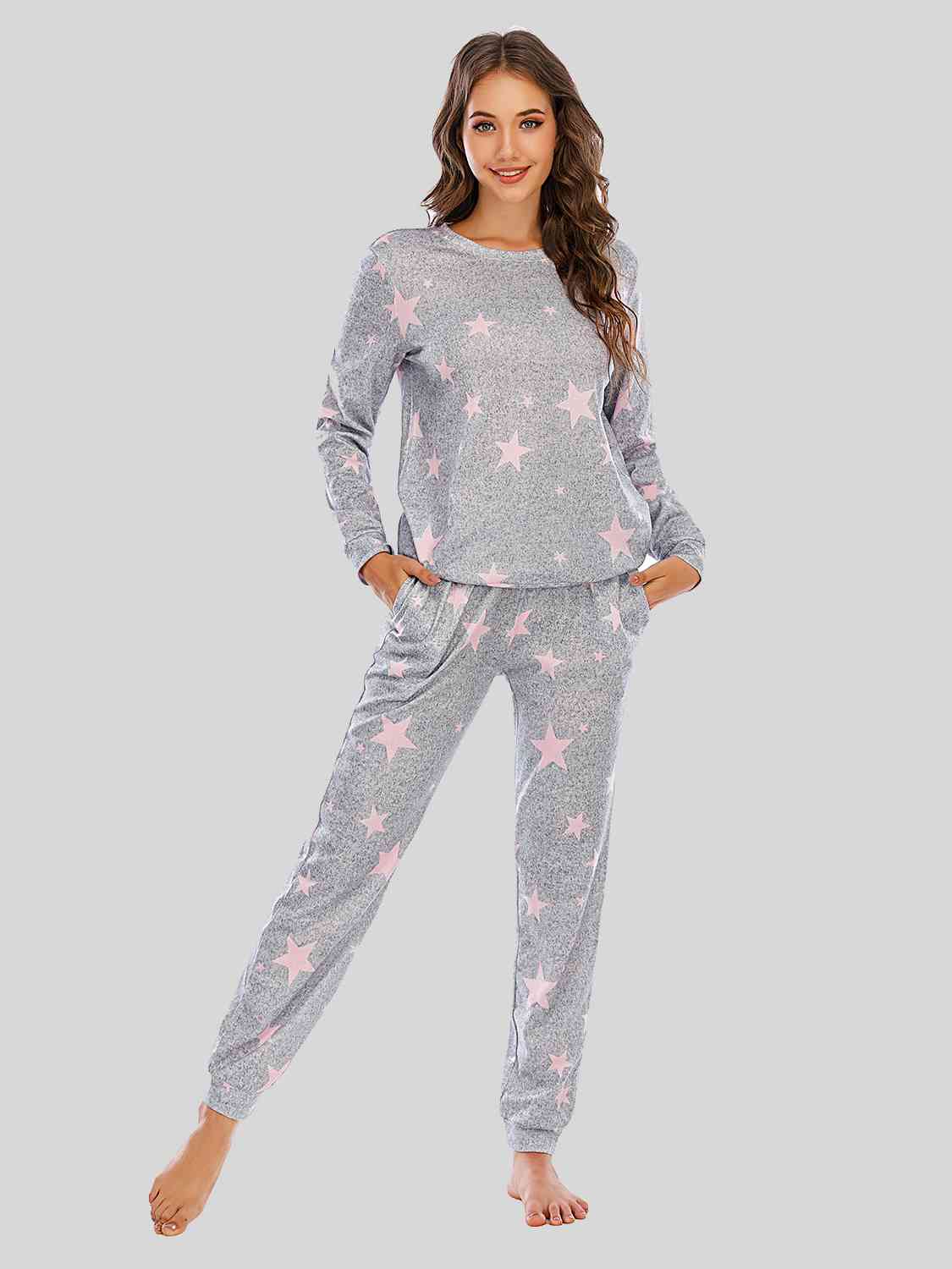 Star Top and Pants Lounge Set Dusty Pink