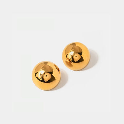 Hemispherical Stainless Steel Earrings Gold One Size