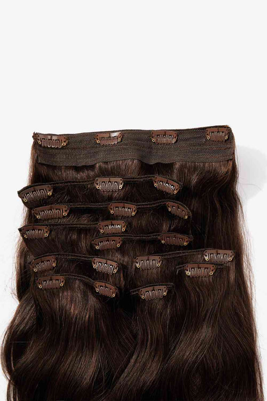 20" 200g #2 Clip-in Hair Extensions Human Virgin Hair Chocolate One Size