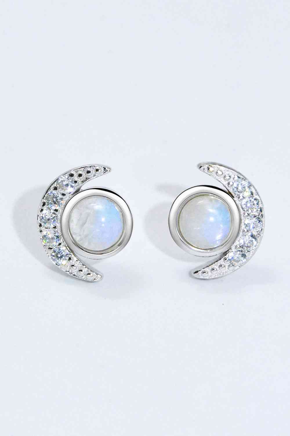 925 Sterling Silver Moonstone Stud Earrings