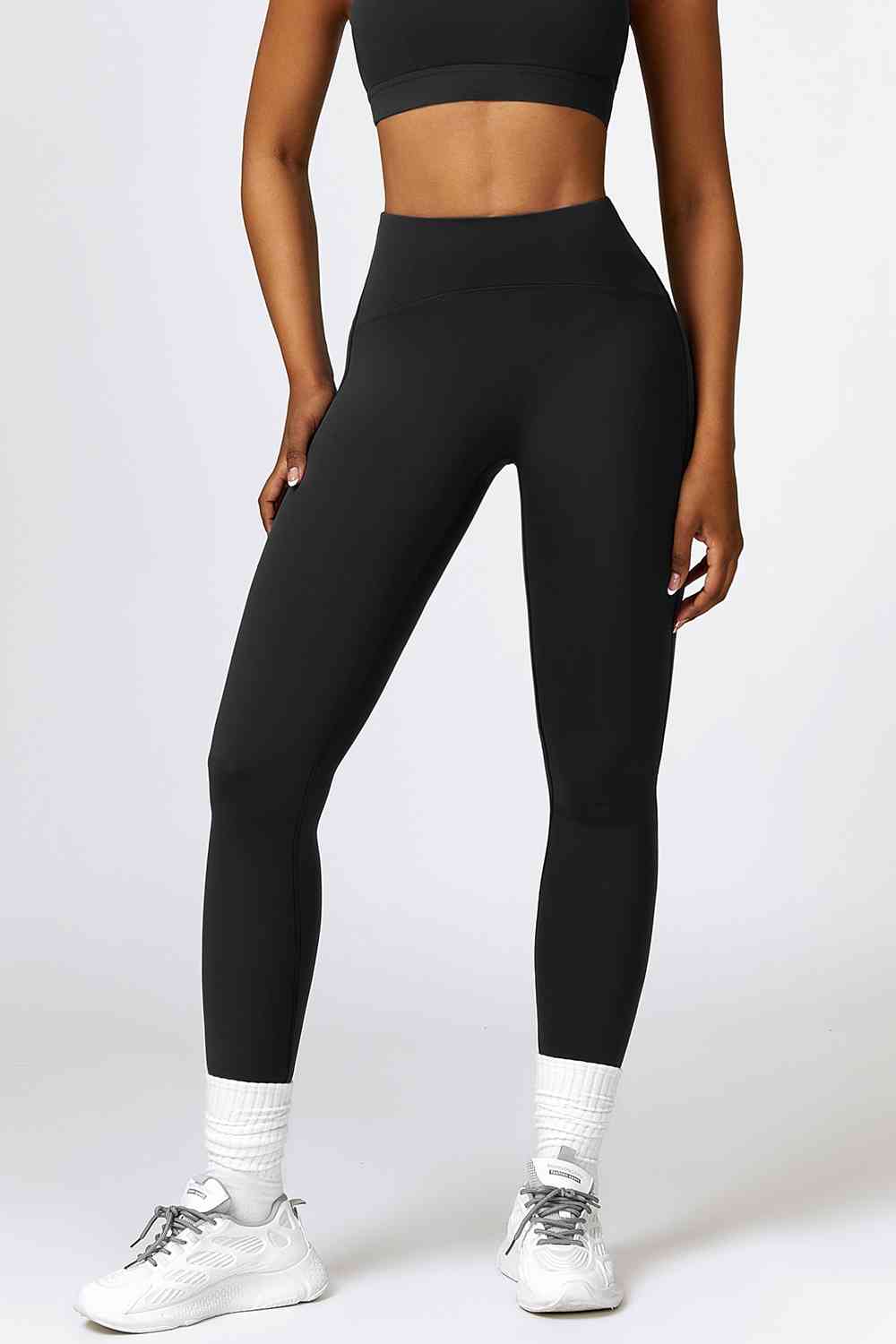 Breathable Wide Waistband Active Leggings Black