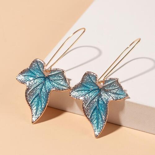 Alloy Leaf Drop Earrings Sky Blue One Size