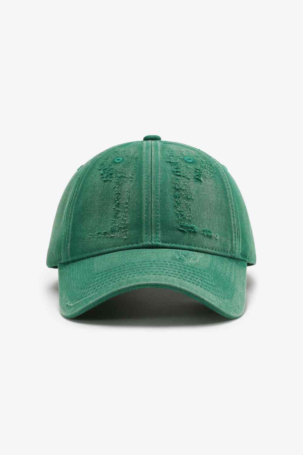 Distressed Adjustable Baseball Cap Green One Size