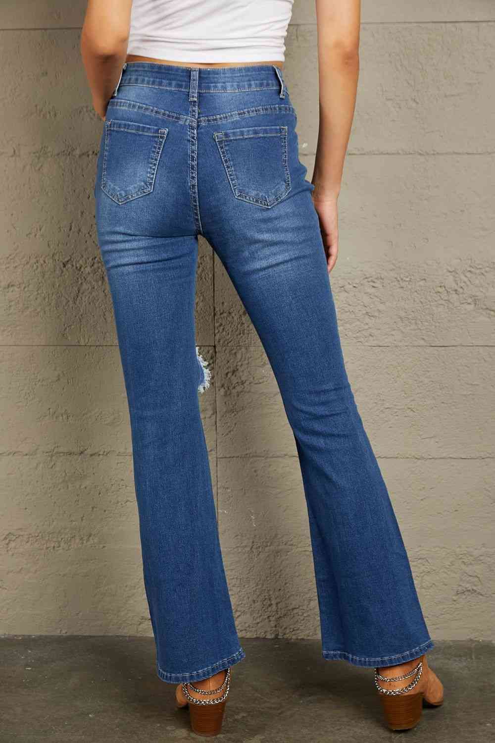 Baeful Distressed High Waist Flare Jeans