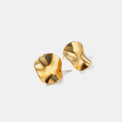 Geometric Pleated 18K Gold-Plated Stud Earrings Gold One Size