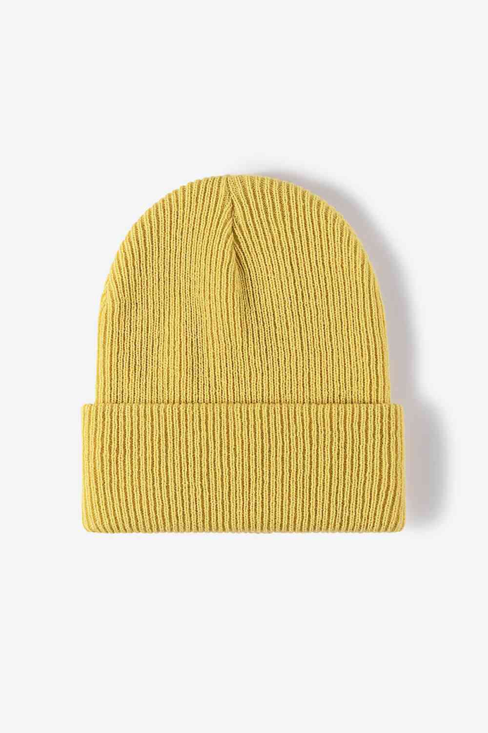 Warm Winter Knit Beanie Yellow One Size