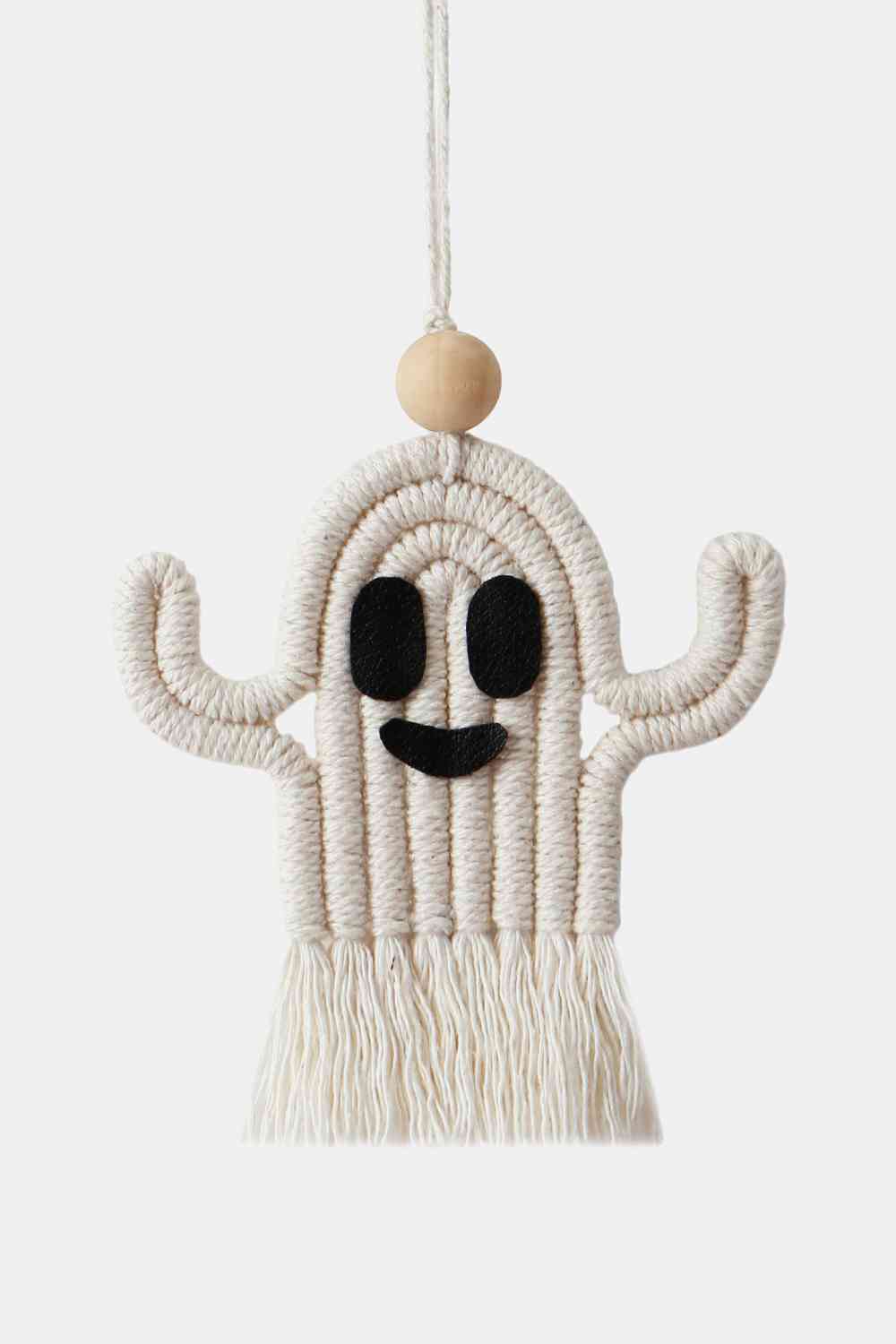 Wood Bead Fringe Ghost Shape Macrame Key Chain