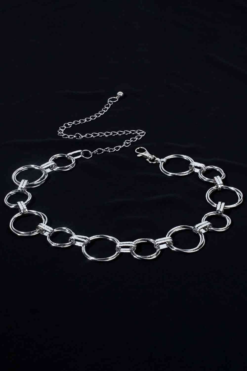 Alloy Chain Circle Shape Belt Silver One Size