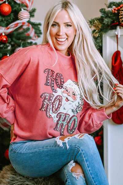 Santa Graphic Dropped Shoulder Sweatshirt