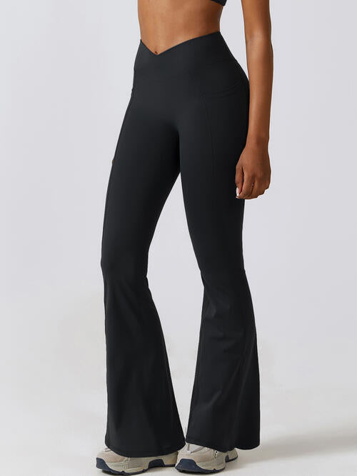 Flare Leg Active Pants with Pockets