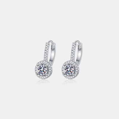 1 Carat Moissanite 925 Sterling Silver Earrings Silver One Size