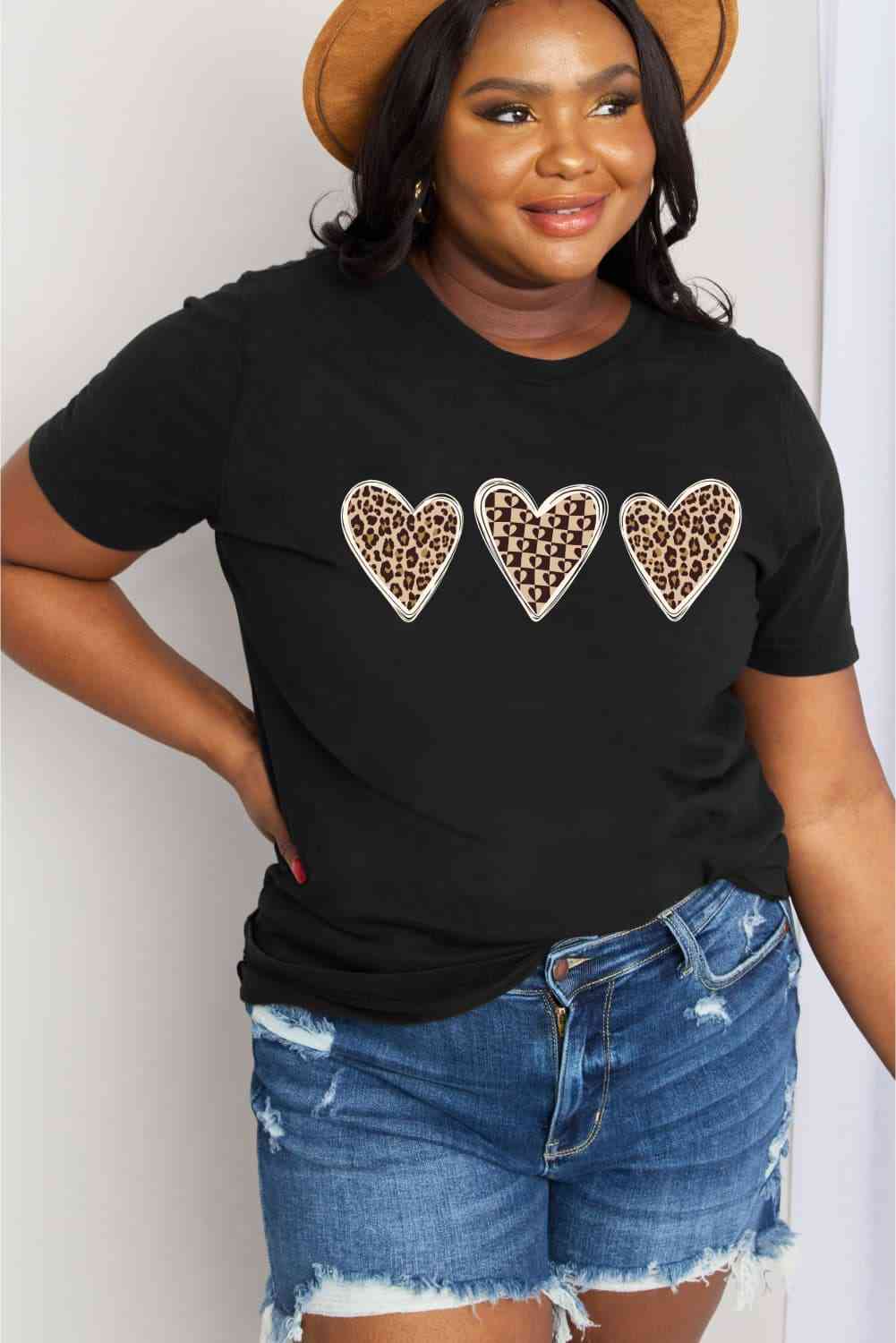 Simply Love Simply Love Full Size Heart Graphic Cotton Tee Black