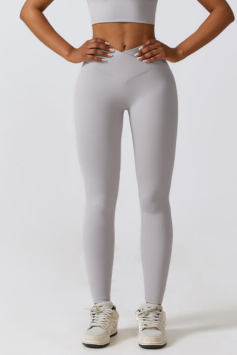 V-Waistband Sports Leggings Light Gray