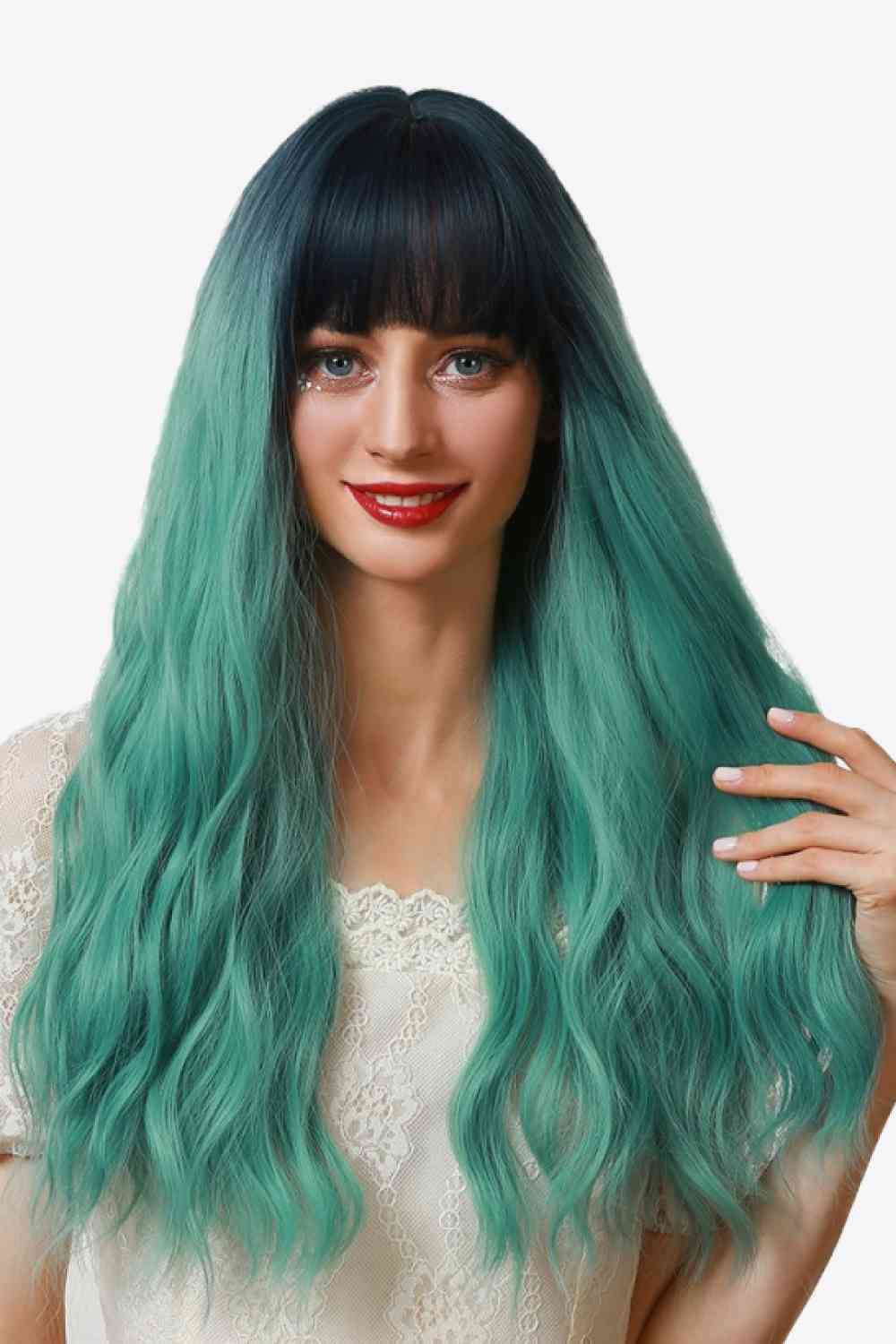13*1" Full-Machine Wigs Synthetic Long Wave 26" in Seafoam Ombre Seafoam Ombre One Size