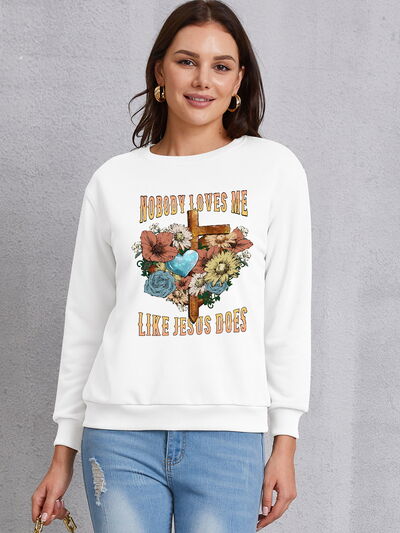 NOBODY LOVES ME LIKE JESUS DOES Round Neck Sweatshirt Khaki