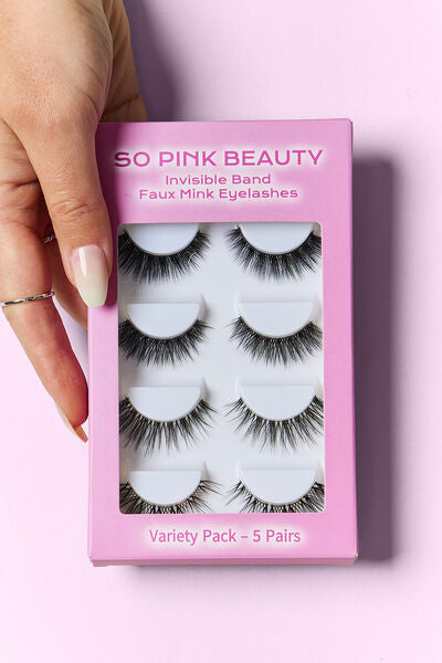 SO PINK BEAUTY Faux Mink Eyelashes Variety Pack 5 Pairs Gilded One Size