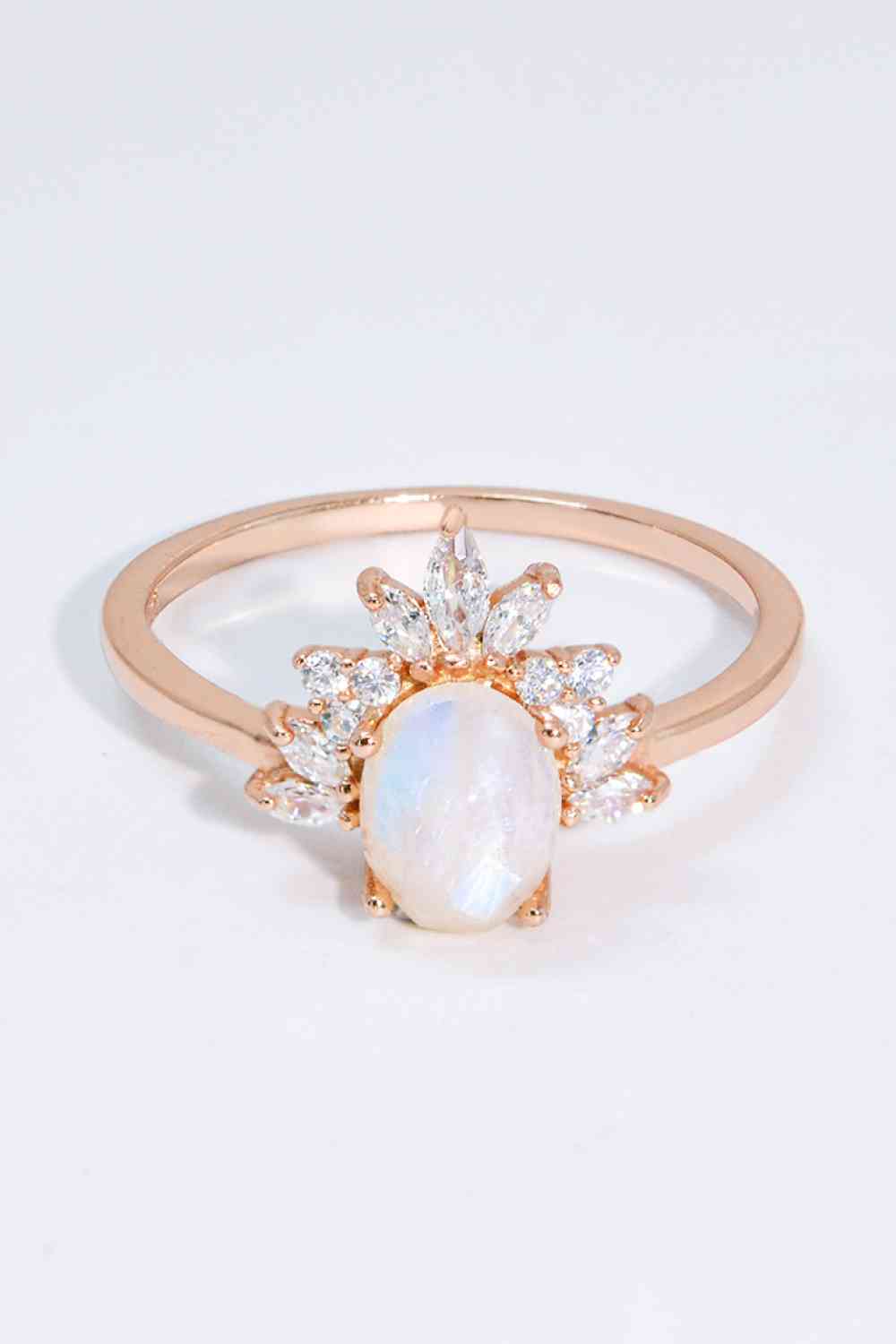 18K Rose Gold-Plated Natural Moonstone Ring Rose Gold