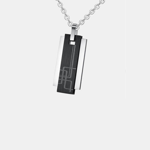 Titanium Steel Minimalist Bar Necklace Black One Size