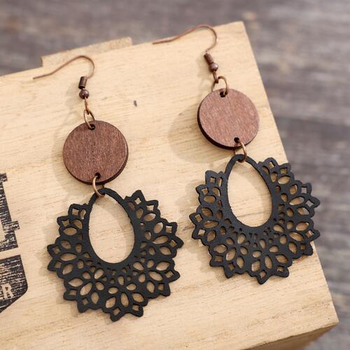 Geometric Cutout Dangle Earrings Black One Size