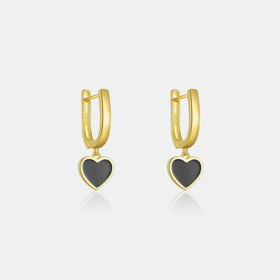 925 sterling silver Heart Drop Earrings Gold One Size