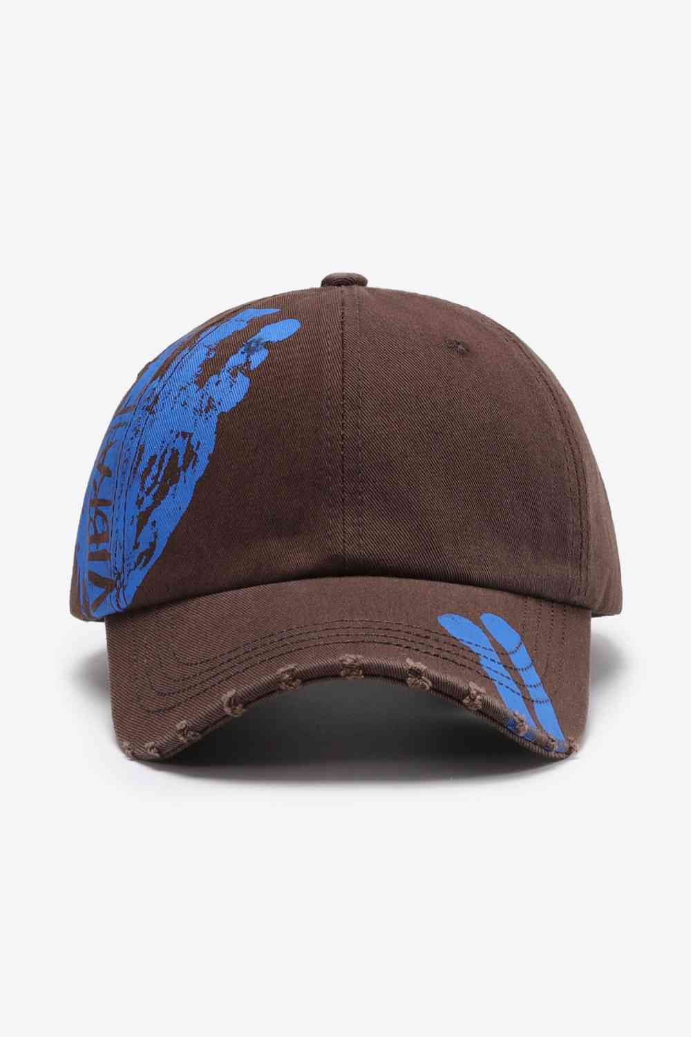 VIBRA Graphic Distressed Adjustable Baseball Cap Chestnut One Size