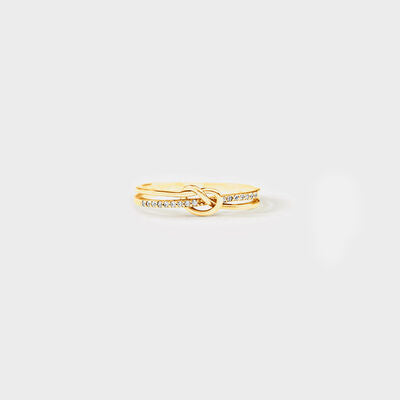 925 Sterling Silver Double-Layered Knot Ring Gold