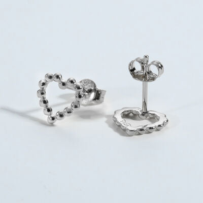 925 Sterling Silver Heart Earrings Silver One Size