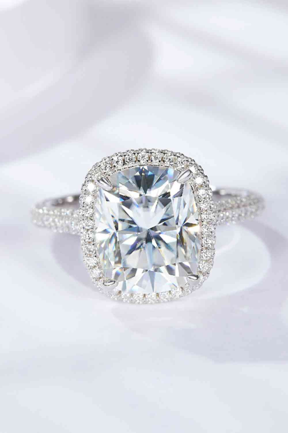 Adored 6 Carat Moissanite Halo Ring Silver