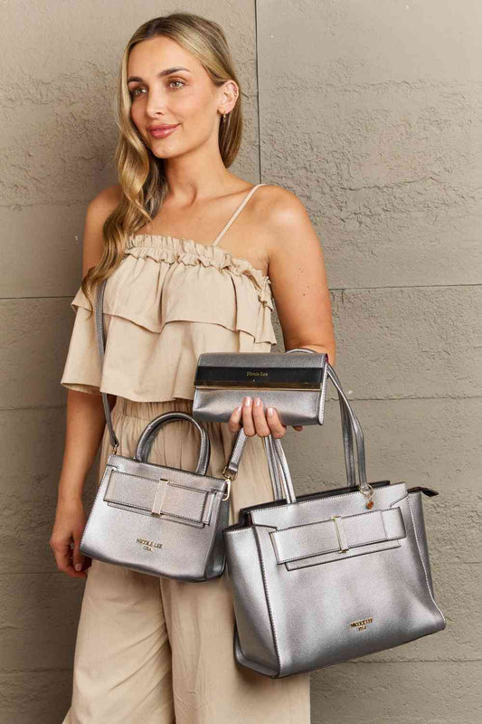 Nicole Lee USA Regina 3-Piece Satchel Bag Set Silver One Size
