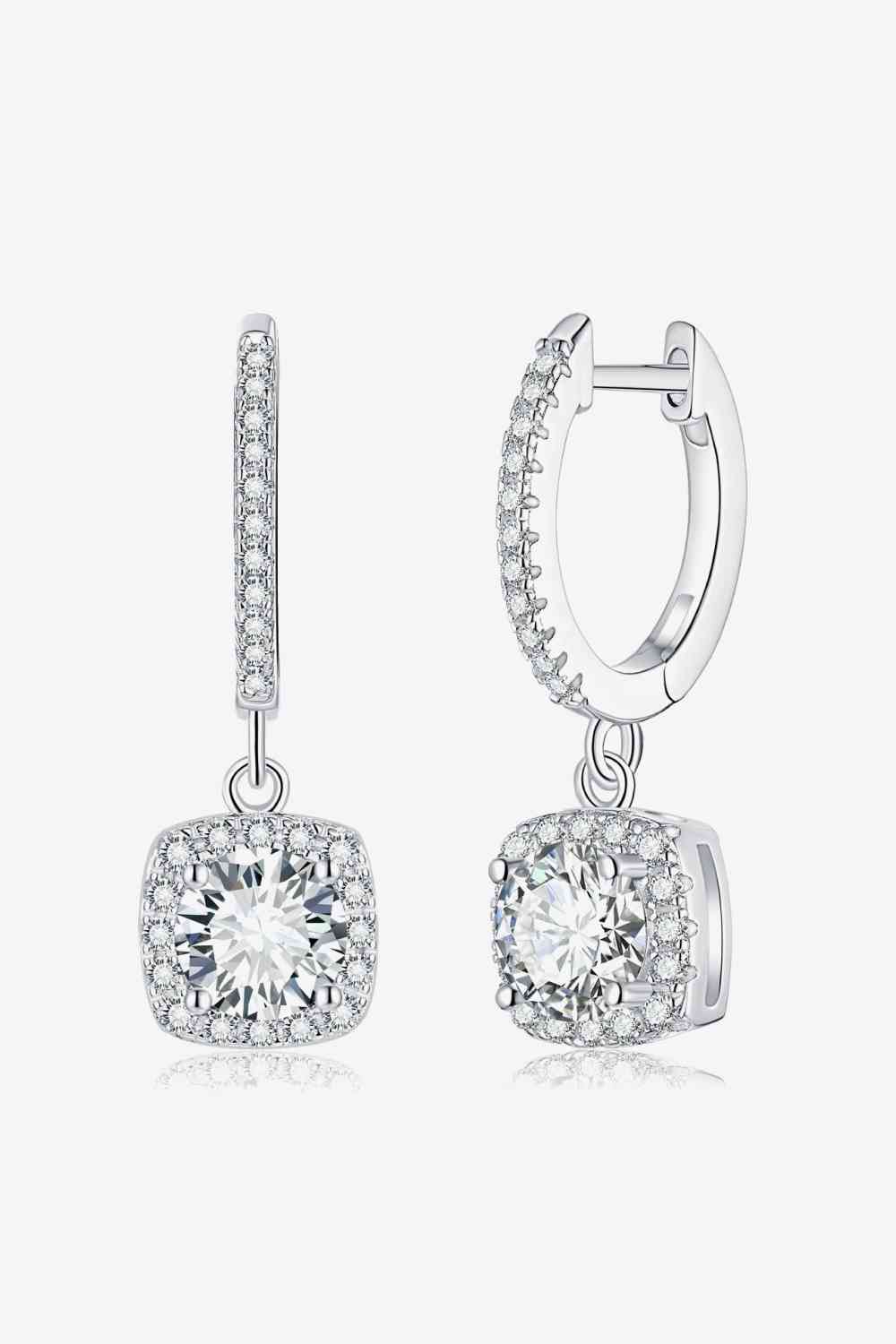 Adored Moissanite Huggie Drop Earrings Silver One Size