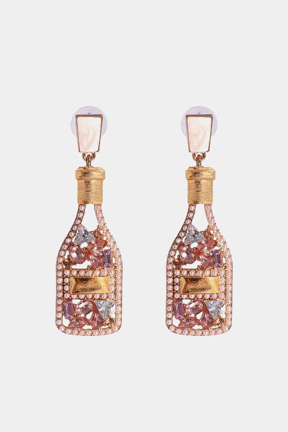 Wine Shape Zinc Alloy Acrylic Dangle Earrings Blush Pink One Size