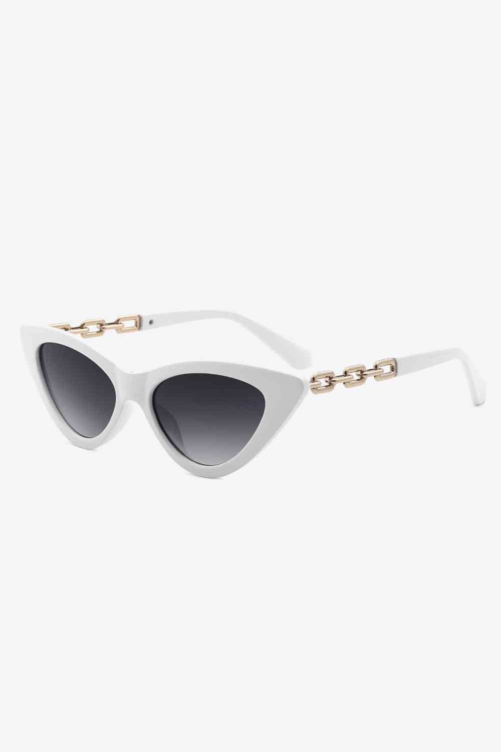 Chain Detail Cat-Eye Sunglasses Light Gray One Size