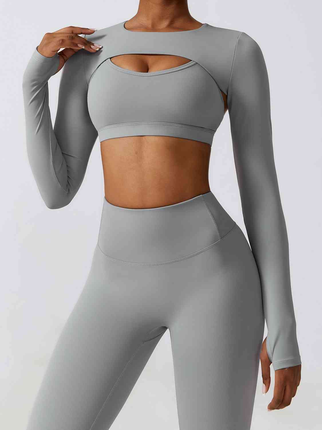 Cropped Cutout Long Sleeve Sports Top