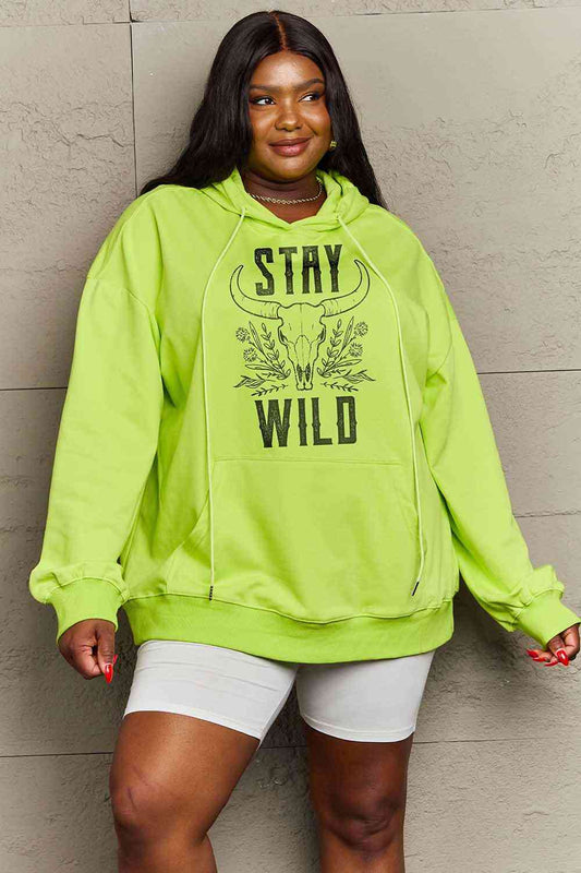 Simply Love Simply Love Full Size STAY WILD Graphic Hoodie Lime