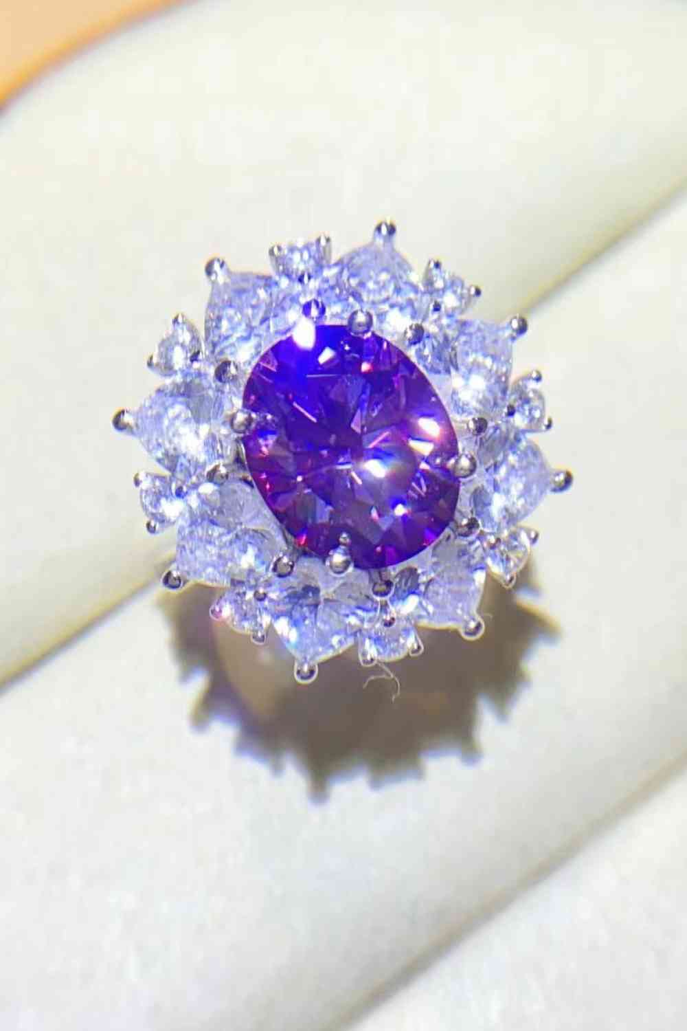 3 Carat Moissanite Platinum-Plated Ring Purple