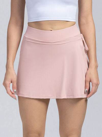 Tied High Waist Active Shorts Blush Pink