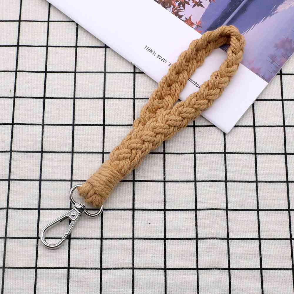 Assorted 4-Piece Macrame Keychain Tan One Size