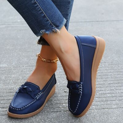 Weave Wedge Heeled Loafers Cobald Blue